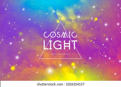 Cosmic Light Outer Space Colorful Vector Background With Copy Space.