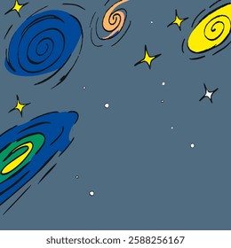 Cosmic Line Art – Minimalist Space and Galaxy Illustration