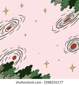 Cosmic Line Art – Minimalist Space and Galaxy Illustration