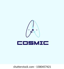 cosmic logo icon with abstract circle illustration for data science company, vector illustration in eps10