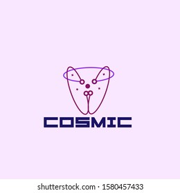 cosmic logo icon with abstract circle illustration for data science company, vector illustration in eps10