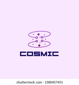 cosmic logo icon with abstract circle illustration for data science company, vector illustration in eps10