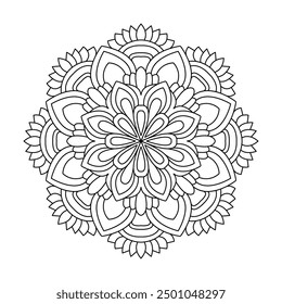 Cosmic Mindfulness mandala coloring book page. Easy Mandala Coloring Book Pages for Adults to Relax, Experiences Give Relief. Resizeable Vector File