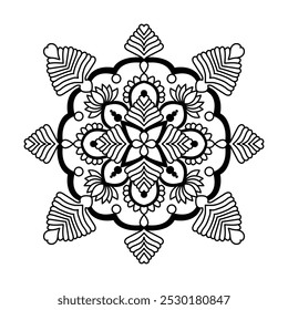 Cosmic Mindfulness mandala coloring book page. Easy Mandala Coloring Book Pages for Adults to Relax, Experiences Give Relief. Resizeable Vector File