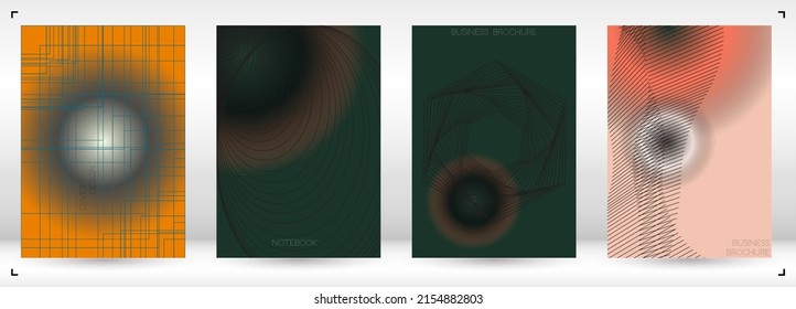 Cosmic Minimal Geometric Vector Poster Design with Lines and Gradient Colorful Circles. Set of Abstract Backgrounds for Covers, Flyers, Templates, Booklets, Cards, Brochures, Branding, etc.