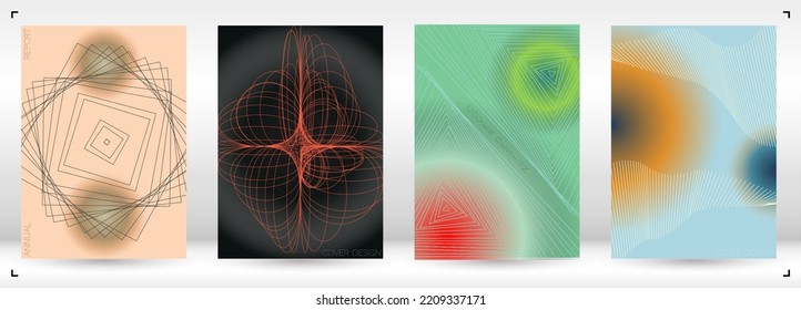 Cosmic Minimal Geometric Vector Poster Design with Lines and Gradient Colorful Circles. Collection of Abstract Backgrounds for Covers, Flyers, Templates, Booklets, Cards, Brochures, Branding, etc.