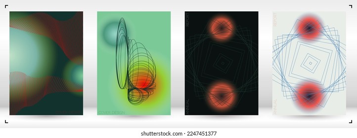 Cosmic Minimal Geometric Vector Poster Design with Lines and Gradient Colorful Circles. Collection of Abstract Backgrounds for Covers, Flyers, Templates, Booklets, Cards, Brochures, Branding, etc.