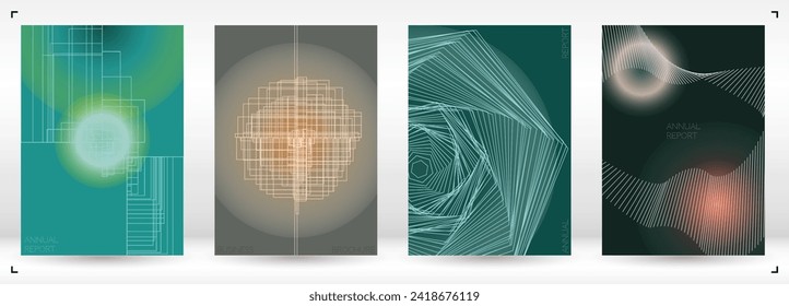 Cosmic Minimal Geometric Vector Poster Design with Lines and Gradient Colorful Circles. Collection of Abstract Backgrounds for Covers, Flyers, Templates, Booklets, Cards, Brochures, Branding, etc.