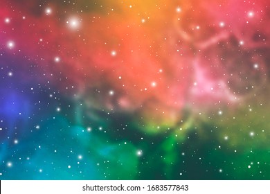 Cosmic Mystic Galaxy Background. Outer Space. Vector Digital Colorful Illustration of Universe.