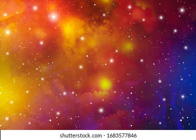 Cosmic Mystic Galaxy Background. Outer Space. Vector Digital Colorful Illustration of Universe.