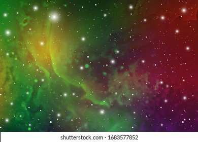 Cosmic Mystic Galaxy Background. Outer Space. Vector Digital Colorful Illustration of Universe.