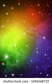 Cosmic Mystic Galaxy Background. Outer Space. Vector Digital Colorful Illustration of Universe.