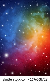 Cosmic Mystic Galaxy Background. Outer Space. Vector Digital Colorful Illustration of Universe.