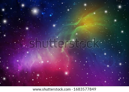 Cosmic Mystic Galaxy Background. Outer Space. Vector Digital Colorful Illustration of Universe.