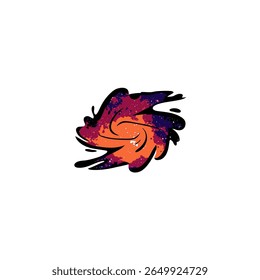 Cosmic nebula bursts outward abstractly against white background illustration