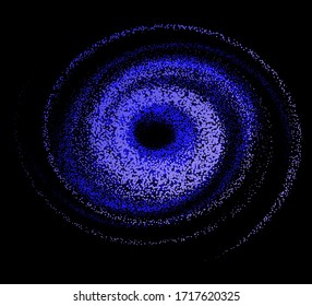 Nebula cosmique, tourbillon et spirale fait de points et de particules.