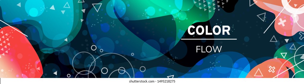 Cosmic outter space galaxy nebula background. Organic liquid shapes. 3d effect. Geometric composition pattern. Vector header, poster, banner, landing page template
