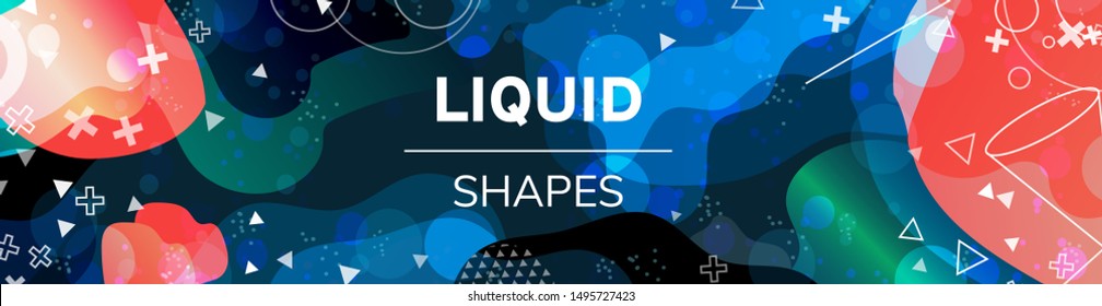 Cosmic outter space galaxy nebula background. Organic liquid shapes. 3d effect. Geometric composition pattern. Vector header, poster, banner, landing page template