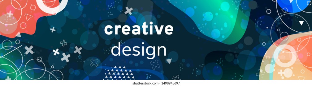 Cosmic outter space galaxy nebula background. Organic liquid shapes. 3d effect. Geometric composition pattern. Vector header, poster, banner, landing page template