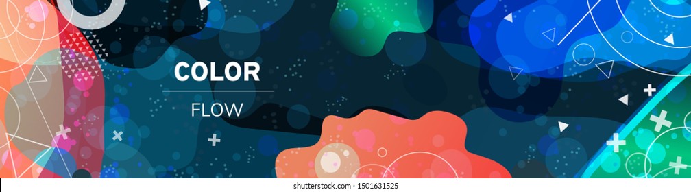 Cosmic outter space galaxy nebula background. Organic liquid shapes. 3d effect. Geometric composition pattern. Vector header 