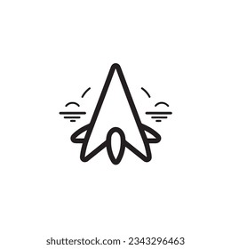 Cosmic Paper Flight Simple Black and White Line-Art Icon Rocket Logo in Paper Plane Style
