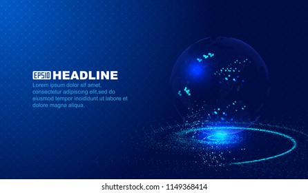 Cosmic particle vortex, 3d digital earth construction of future science and technology science fiction interface scene