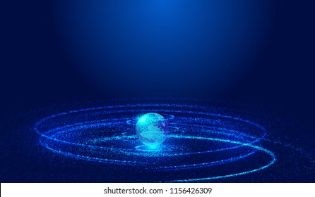 Cosmic particle vortex and 3d digital earth build the abstract background of global network technology big data