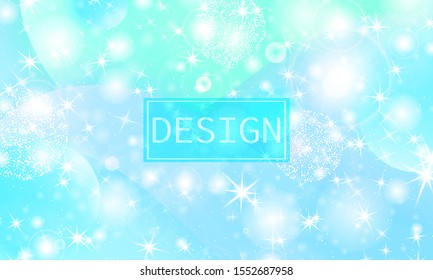 Cosmic pattern. Christmas snowflakes. Fantasy universe. Fairy background. Holographic magic stars. Minimal design. Trendy gradient colors. Vector illustration.
