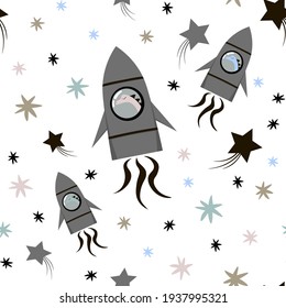 Cosmic pattern. Fabric Pattern. Dinosaur in the space.
