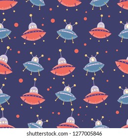 cosmic pattern with flying objects vector illustration
