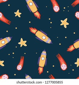 cosmic pattern with flying objects vector illustration