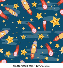 cosmic pattern with flying objects vector illustration