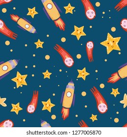 cosmic pattern with flying objects vector illustration