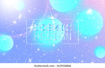 Cosmic pattern. Mermaid rainbow. Fantasy universe. Fairy background. Holographic magic stars. Minimal design. Trendy gradient colors. Fluid shapes. Vector illustration.