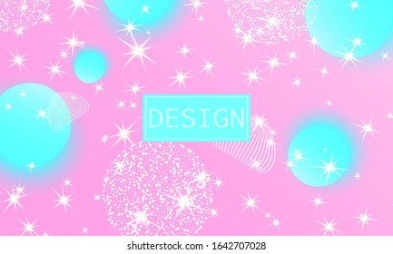 Cosmic pattern. Mermaid rainbow. Fantasy universe. Fairy background. Holographic magic stars. Minimal design. Trendy gradient colors. Fluid shapes. Vector illustration.