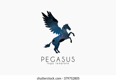 Cosmic Pegasus. Pegasus Logo. Creative Logo. Stars And Planets Logo.