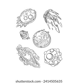 Cosmic planets and stars. Astronaut, space, fantastic printing set for designers, logo, label, icon