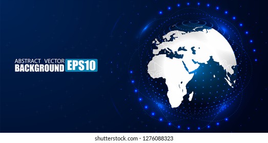 Cosmic , point line connection, digital earth, scientific and technological innovation concept vector background
