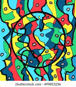 cosmic psychedelic  texture abstract with eyes.Vector backdrop. Use for wallpaper  fills, web page background.
