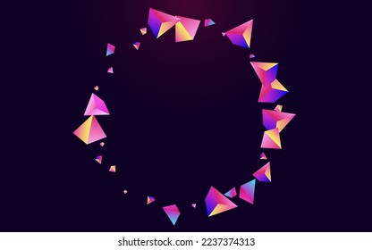 Kosmische Pyramide, dunkler violetter Hintergrund. Dekoration der magischen Elemente der Technologie. Rainbow Flying Glass Design. Helle Formen Business Präsentation.