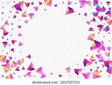 Cosmic Pyramid Vector Transparent Background. Magical Scattered Polyhedron Brochure. Digital Business Shards Decoration. Rainbow Glass Abstract Layout.