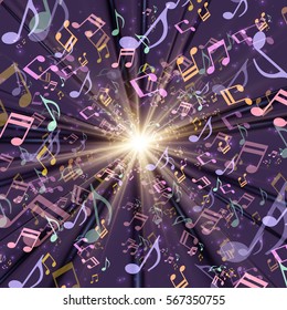 Cosmic Radiation Lots of musical note multicolor background graphic design