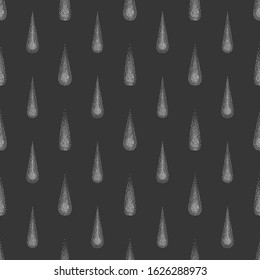 Cosmic rain seamless background, hand drawn pattern in modern dotwork style. Black and white monochrome texture. Vector pattern swatch included in the Swatches panel