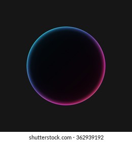 cosmic ring. blue and purple sphere on black background