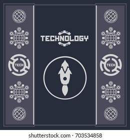 Cosmic rocket concept. Technology. Rocket. Global. Gear.
