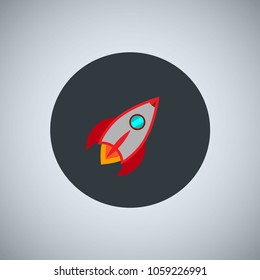 Cosmic rocket icon flat design