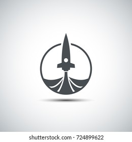 Cosmic Rocket Icon. Rocket Flight.