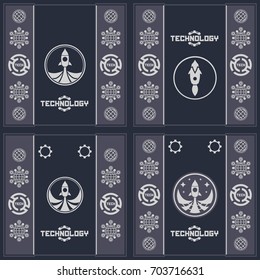 Cosmic rocket icon. Technology science background. 