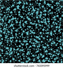 Cosmic seamless abstract vector background with stars Decorative pattern with golden night sky objects on black. A brilliant star of confetti, magical shining sparkles. Celebration, luxurious style