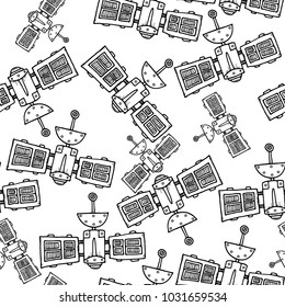 Cosmic seamless pattern. Vector illustration isolated on white background.